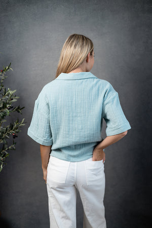 
                
                    Load image into Gallery viewer, Teal Linen Top
                
            