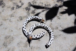 Wood Dalmatian Spotted Hoop Earrings