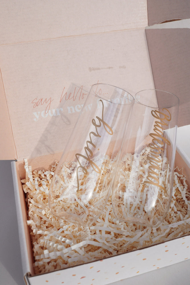 Bride Durable Plastic Stemless Champagne Glass