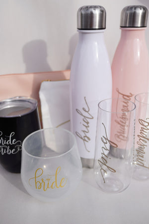 Bridesmaid Durable Plastic Stemless Champagne Glass